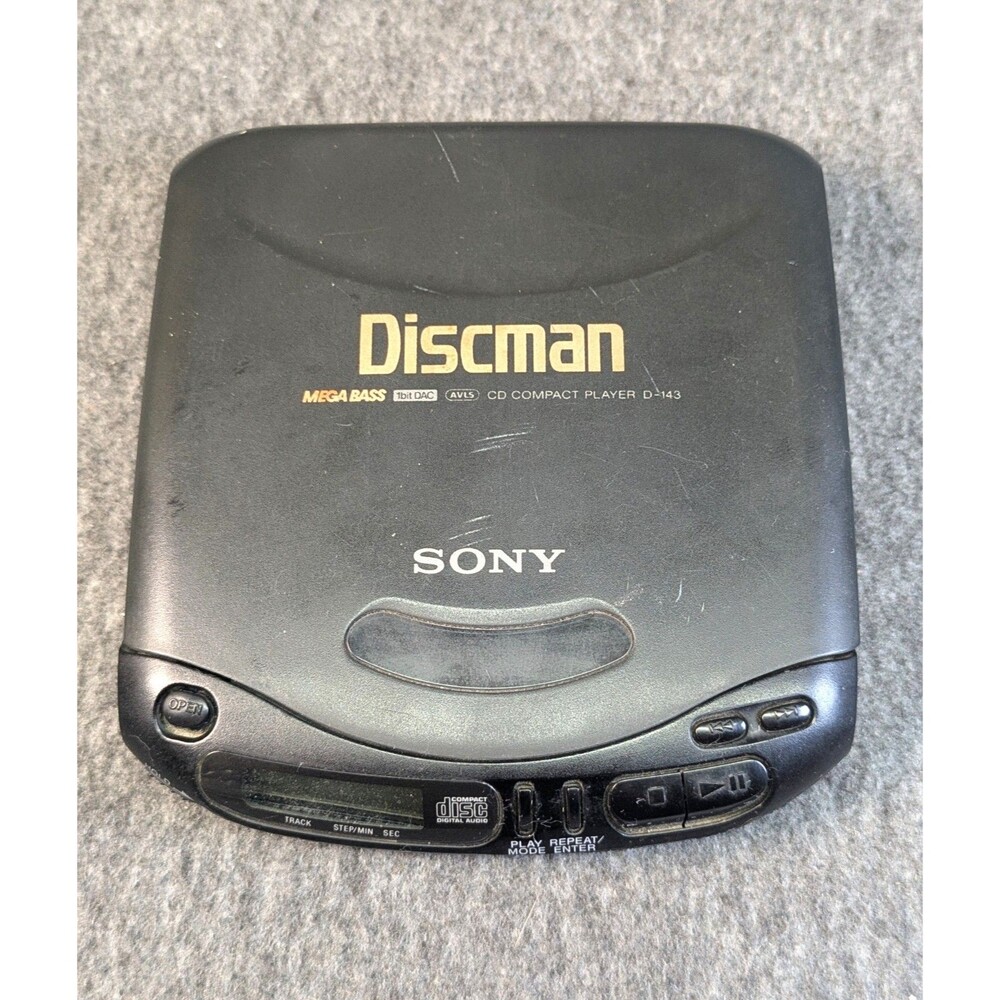 Sony Discman D-143 Portable CD Player Mega Bass Tested Works Hinge Damage